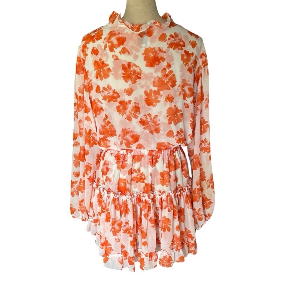 Misa Los Angeles Dress L Floral Chiffon Coquette Resort Smocked Tiered Lorena - Picture 4 of 9